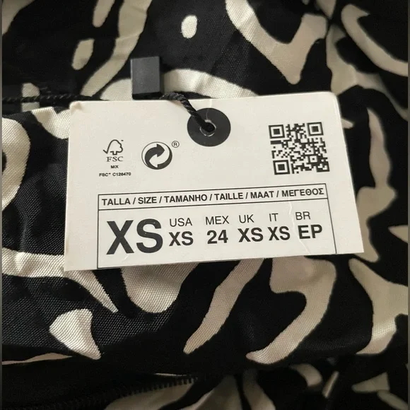 New ZARA Women Black White Maxi Dress Size XS - Picture 10 of 14